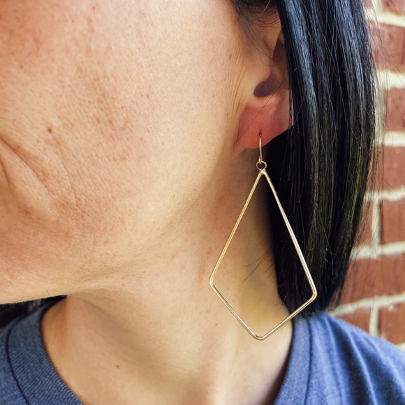 Large Gold Geometric Dangling Earrings - Picture 2 of 3